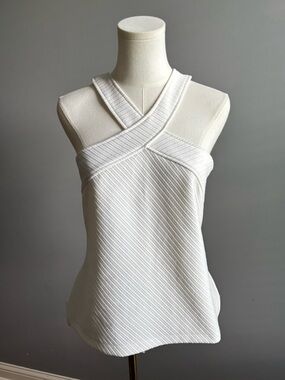 Anthropologie Textured Cross Front Halter Top